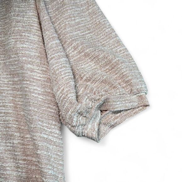 Anne Klein Plus 2X Pink Boucle Knit Top Metallic Shimmer 3/4 Balloon Sleeve - Picture 4 of 9